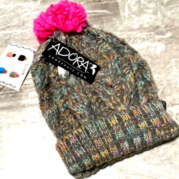 ADORA Multicolored Hand Knitted Beanie NWT - Picture 1 of 4